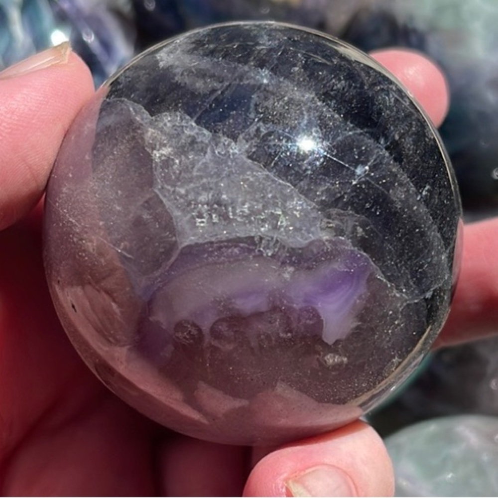 Beautiful natural fluorite healing sphere - Picture 9 of 13